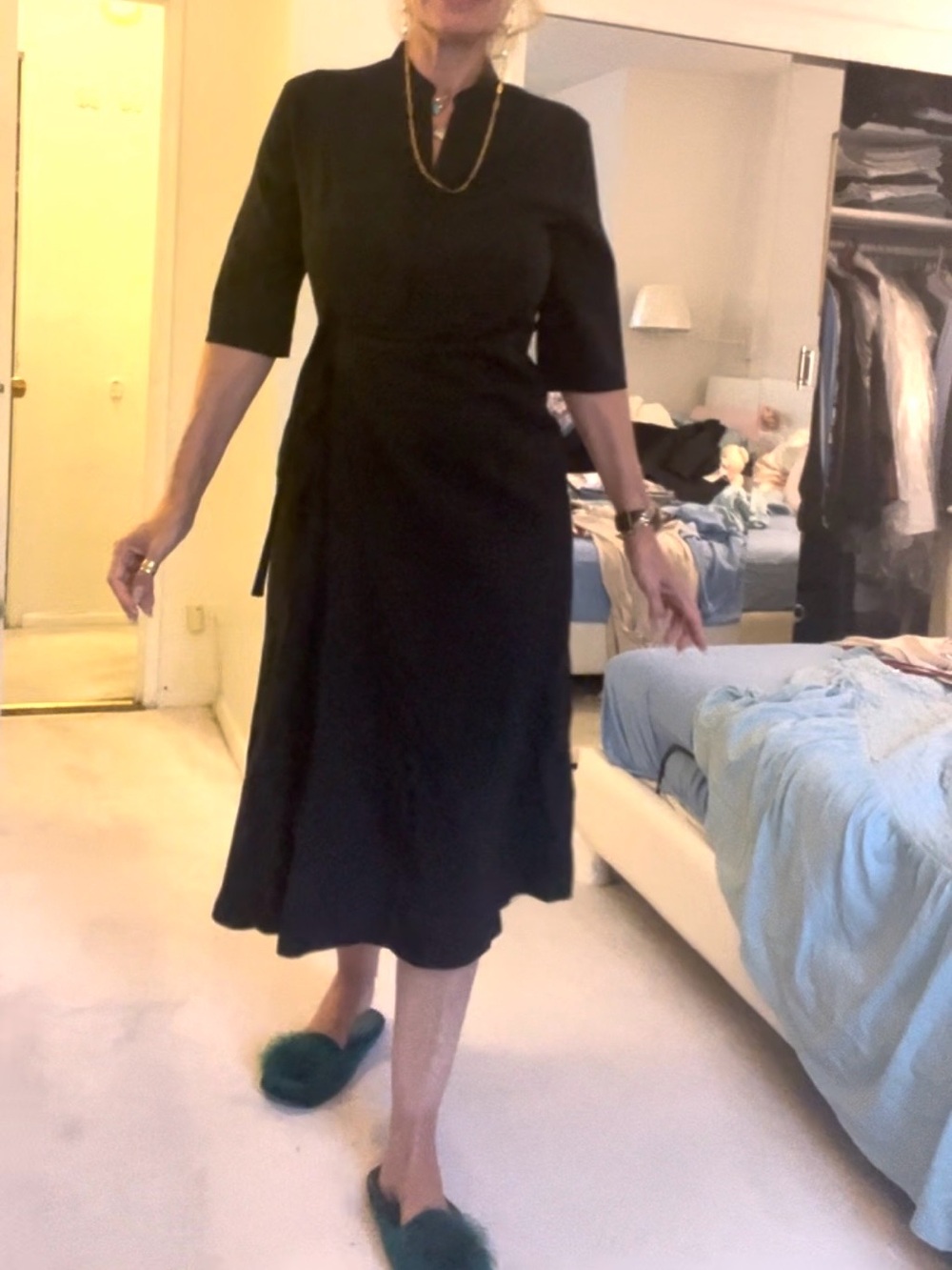 Zara dark gray A line with discrit lines in the fabric midi dress size L